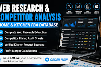 do web research for competitor analysis, amazon fba product sourcing database