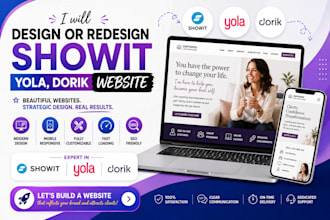 design or redesign showit template, yola, dorik responsive website