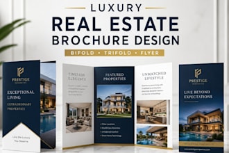design luxury real estate bifold or trifold brochure  flyer print ready