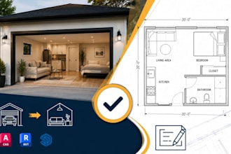 draw garage conversion floor plans, permit drawings and autocad drafting