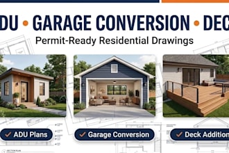 create permit ready adu, deck and garage conversion drawings