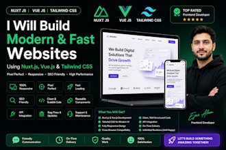 create a website using tailwind CSS nuxt js, vue js