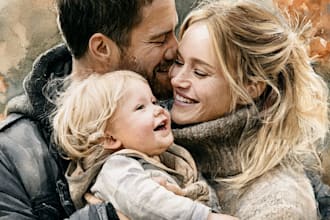 make watercolor family portrait
