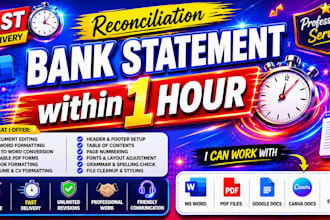 reconcile made bank statement PDF to editable format