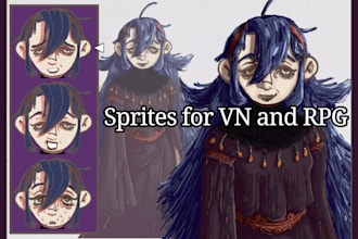 draw custom 2d character sprites for your horror vn or rpg