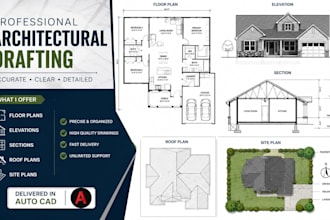 draft architectural floor plans elevation section roof  site plans in autocad