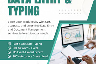 do fast data entry, english typing, and PDF to word conversion