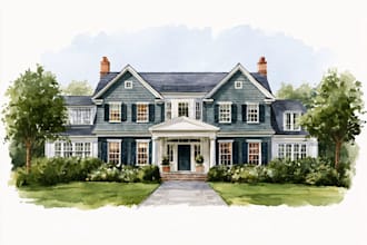paint watercolor house portrait