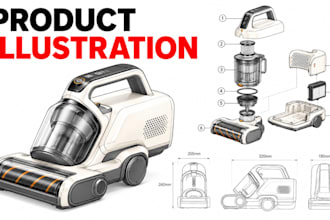create detailed product illustration, product line art and vector illustration