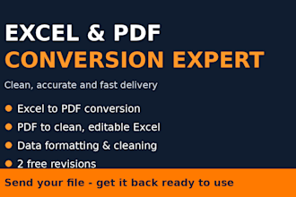 convert excel to PDF and PDF to clean, editable excel