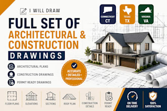 draw full set of architectural and construction drawing ct texas virginia
