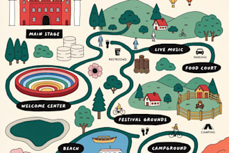 make event, tourist, and fantasy map illustration