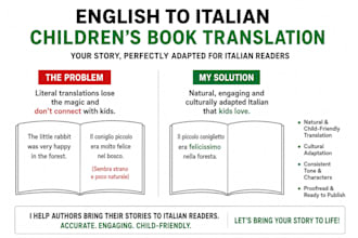 translate children books into italian novels, ebooks, romance, and fiction