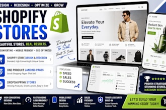design redesign shopify store one product landing pages and dropshipping stores