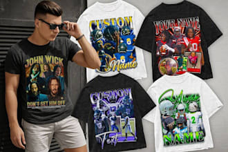 do vintage 90s NFL bootleg custom t shirt designs