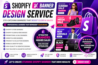 design professional shopify store banner, hero image and web banner