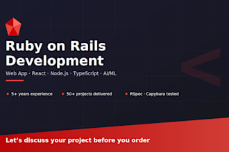 develop and design full stack ruby on rails projects ror, react