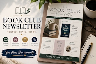 design a professional book club newsletter for your readers