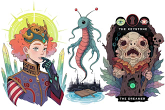 create fantasy illustrations for books, cards and games