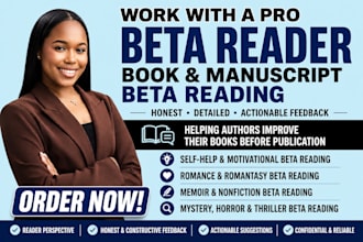 beta read your self help, motivational book beta reader with actionable feedback