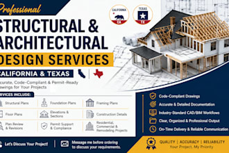 structural design, architectural drawing, plan review in california and texas