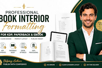 book interiors, layouts, and KDP formatting paperback ebook