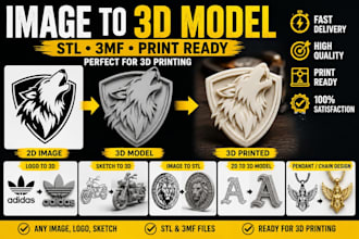 convert image to 3d model 3d logo stl or 3mf for 3d printing