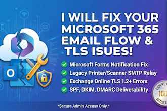 fix microsoft 365 email flow, exchange tls issues, and forms
