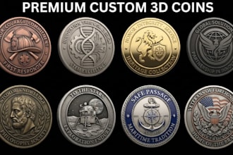 l design custom 3d coin, challenge coin, medallion and printable stl and logo