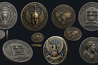 l design custom 3d coin, challenge coin, medallion and printable stl and logo