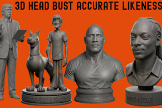 sculpt 3d head bust model statue full body model face likeness from you 2d photo