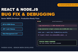 fix react, node js, mongodb bugs and mern stack issues