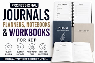 design journals, planners, notebooks and workbooks for KDP
