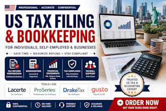 do US tax filing and bookkeeping using lacerte, proseries, drake and gusto