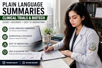write plain language summaries for clinical trials and biotech