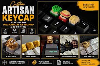 design custom artisan keycap 3d model for mechanical keyboard and 3d printing