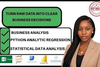 statistical data analysis, python analytics regression, business analysis