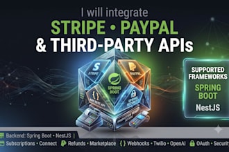 integrate stripe paypal payment gateway and third party API
