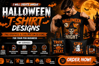 create halloween t shirt designs png svg graphics for pod and etsy