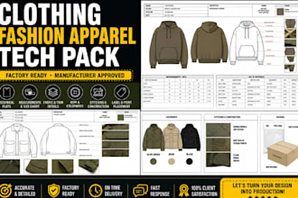 create clothing apparel garment tech pack for manufacturing