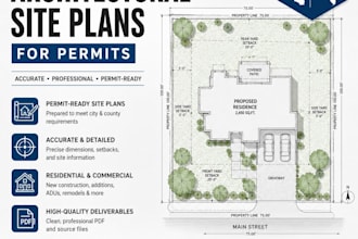draw professional architectural site plans for permits