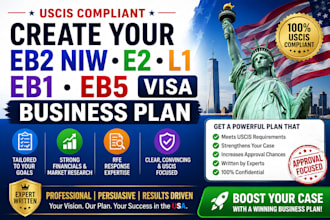 create your eb2 niw e2 l1 eb1 eb5 uscis compliant  visa business plan rfe resp