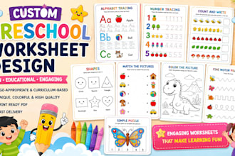 design preschool educational worksheets and printable activity books