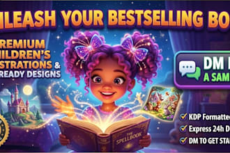 design children story book illustration, kids story children book illustration