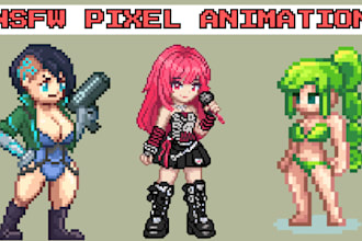 draw nsfw pixel art character sprite sheet animation video game assets minecraft