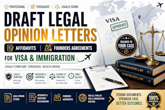 draft legal opinion letters affidavits founders agreements for visa immigration