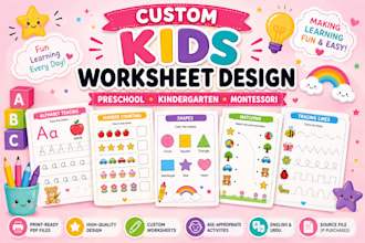 design custom preschool kindergarten and montessori worksheets