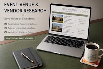 create a tailored venue and vendor research report for any event
