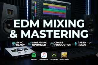 mix and master edm track for release and sync licensing as music ghost producer