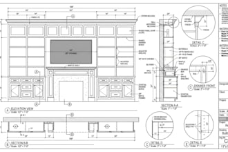 create millwork shop drawings, cabinet and joinery autocad drawing
